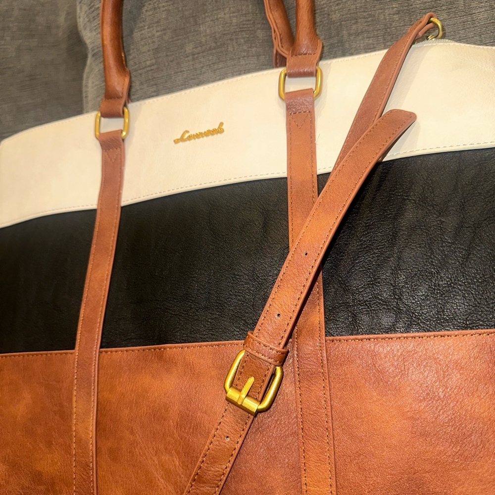 Black and Brown Laptop Bag with Detachable Strap - Picture 5 of 10